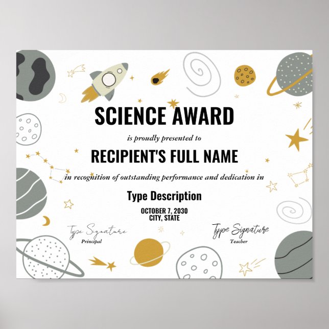 Poster Prix Science avec thème spatial (Devant)