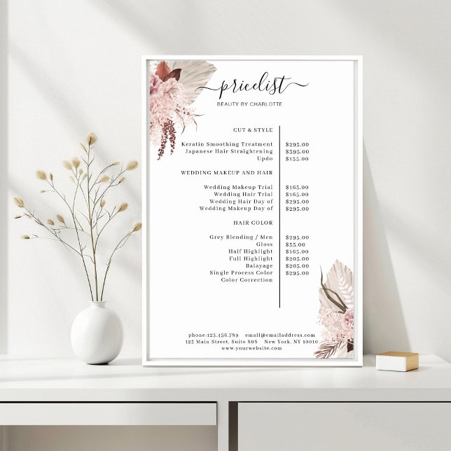 Poster Prix tendance Boho (Boho Trendy Pricelist Poster)