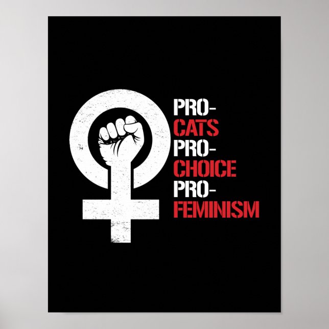 Poster Pro-Cats Pro-Choice Pro-Feminisme - blanc - (Devant)