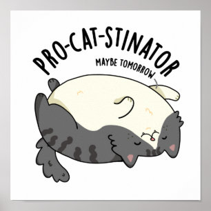 Poster Pro-chat-stinator Funny Fat Cat Pun