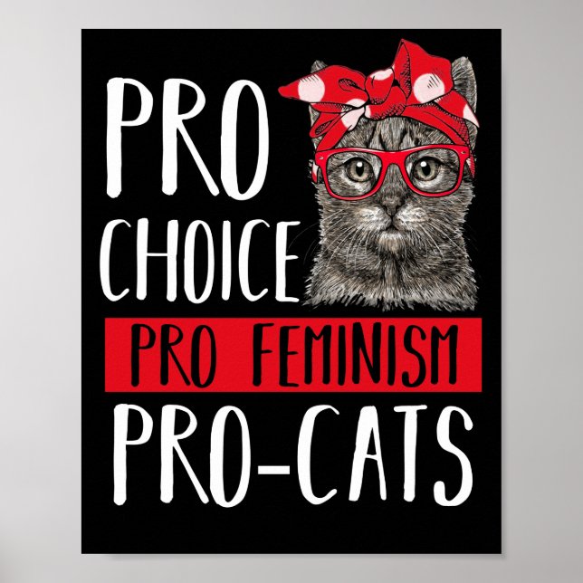 Poster Pro Choice Pro Feminism Pro Cats Cat With Bandana (Devant)