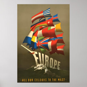 Poster Pro-Europe All colours on the mast
