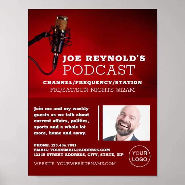 Poster Pro Microphone, Podcaster, Podcast Advertising (Devant)