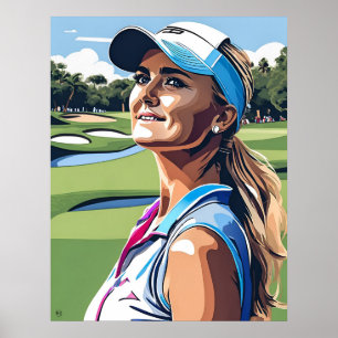 Poster Pro Woman Golfer - Golf Art Imprimer