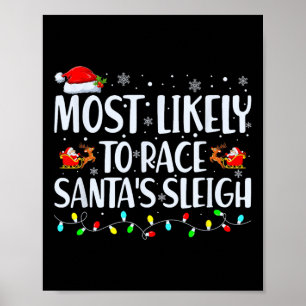 Poster Probable À La Course Père Noël Sleigh Family Chris