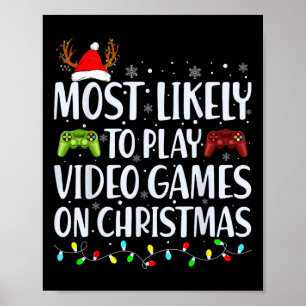 Poster Probable De Jouer Jeu Vidéo Sur Noël Père Noël Gam