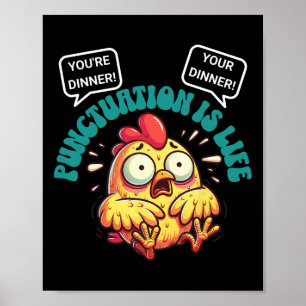 Poster Problèmes amusants de grammaire anglaise Ponctuati