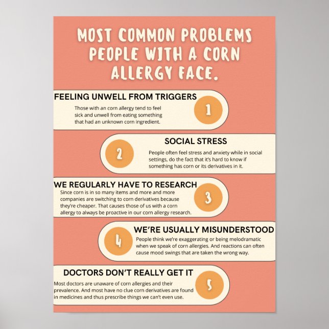 Poster Problèmes Courants D'Une Allergie De Maïs (Devant)