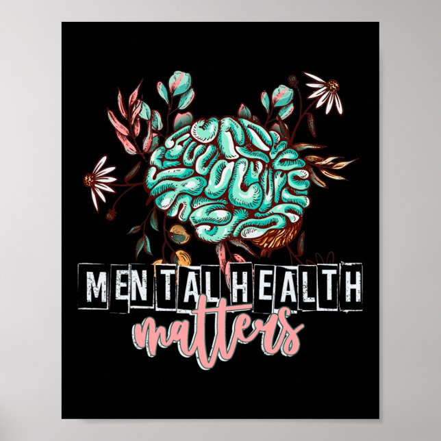 Poster Problèmes de santé Fleur Mind Cerveau Autosoignant (Devant)