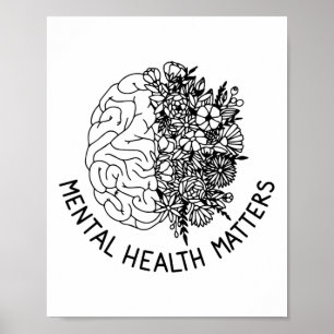 Poster Problèmes de santé Fleurs du cerveau humain Sensib