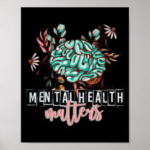 Poster Problèmes de santé mentale Fleur Mind Soins du cer