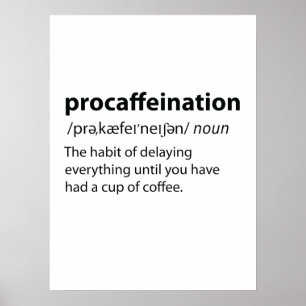 Poster Procaffination Funny Dictionnaire Définition