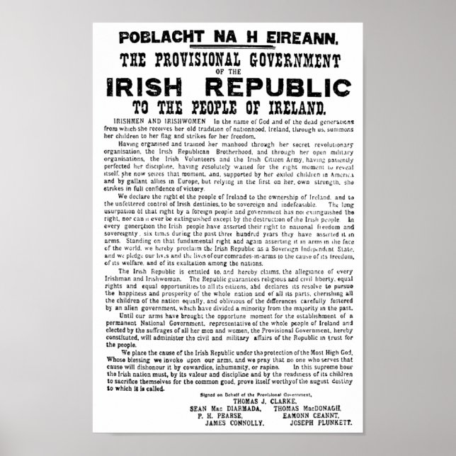 Poster Proclamation de Pâques sur la République d'Irlande (Devant)