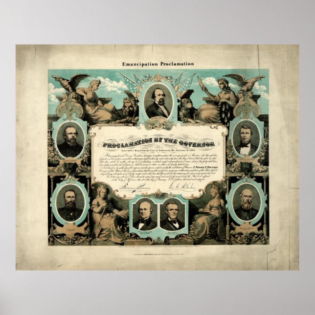 Poster Proclamation d'émancipation par E. Knobel (1865) (Devant)