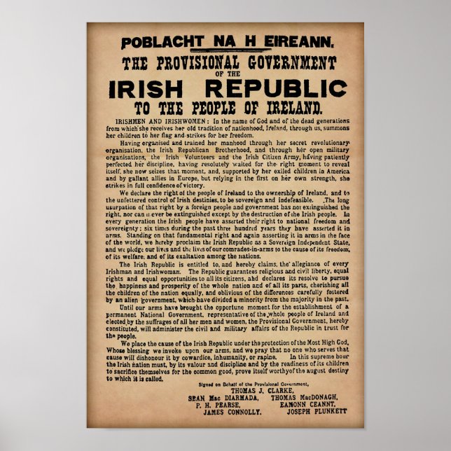 Poster Proclamation irlandaise de 1916 - Copie originale (Devant)