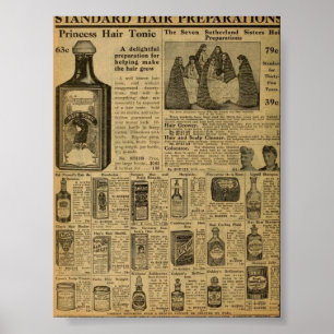 Poster Produits de style cheveux vintage