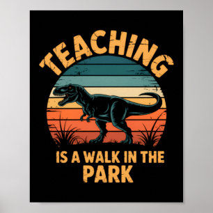 Poster Prof amusant retour à l'école dinosaure mignon