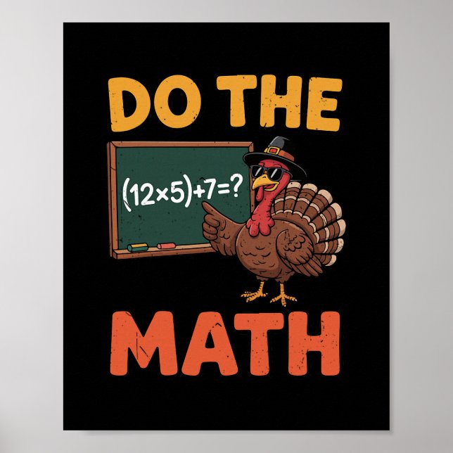 Poster Prof de maths drôle Thanksgiving 67 Mème Faites la (Devant)