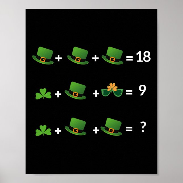 Poster Prof de maths équation drôle St Patrick Professeur (Devant)