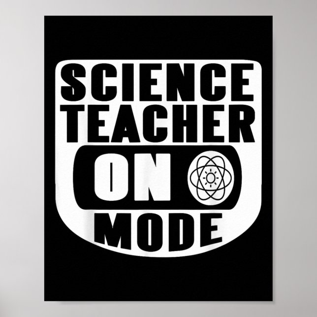 Poster Prof de science drôle en mode activé avec atome  (Devant)