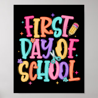 Poster Prof élève rentrée scolaire tenue chic filles enfa