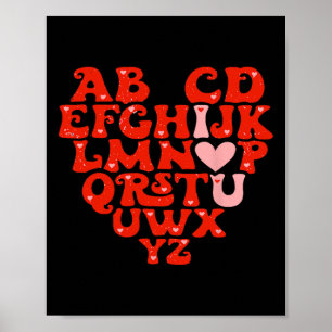 Poster Professeur Abc Alphabet Je T'Aime Cœur Saint-Valen