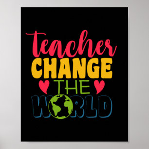 Poster Professeur Cadeaux L'enseignant change le monde