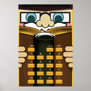 Poster Professeur Calculator humoristique dessin animé