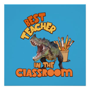 Poster Professeur d'Art de Dinosaures Amusant Créatif en