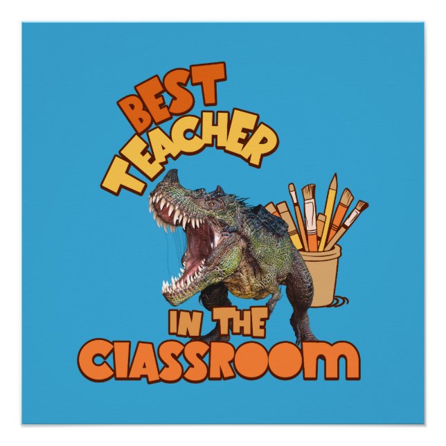 Poster Professeur d'Art de Dinosaures Amusant Créatif en  (Devant)