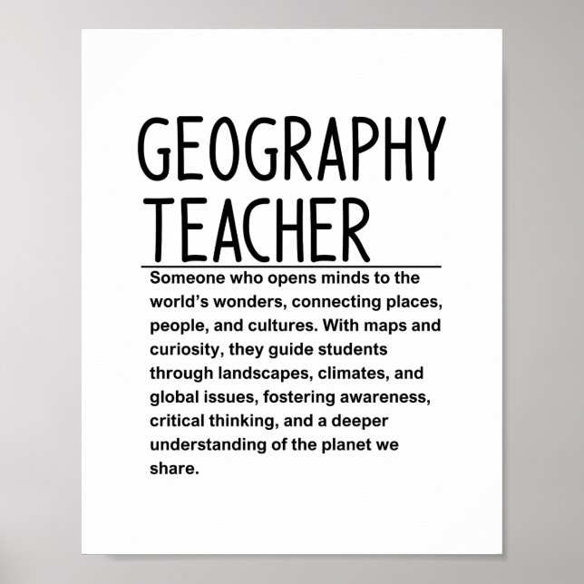 Poster Professeur de géographie (Devant)