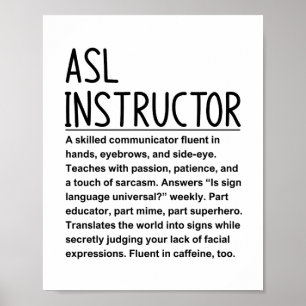 Poster Professeur de langue des signes