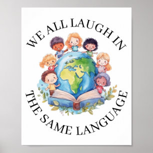 Poster Professeur de langues Bilingue pour enfants