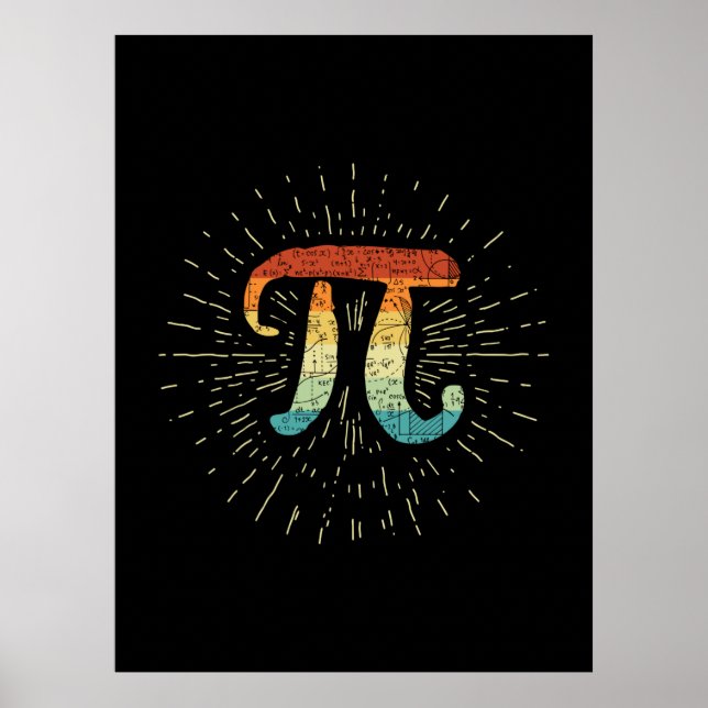 Poster Professeur de mathématiques Cute Pi (Devant)