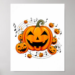 Poster Professeur de musique Halloween Citrouille d'autom