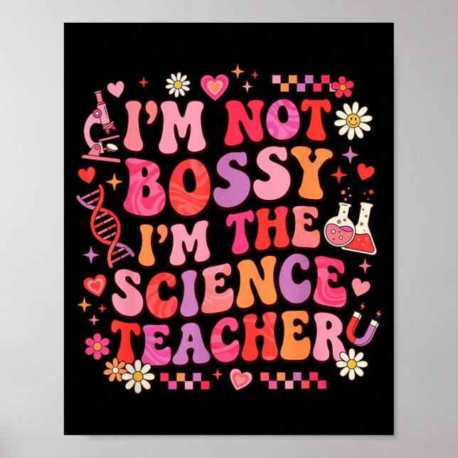 Poster Professeur de sciences Saint-Valentin Rétro Groovy (Devant)