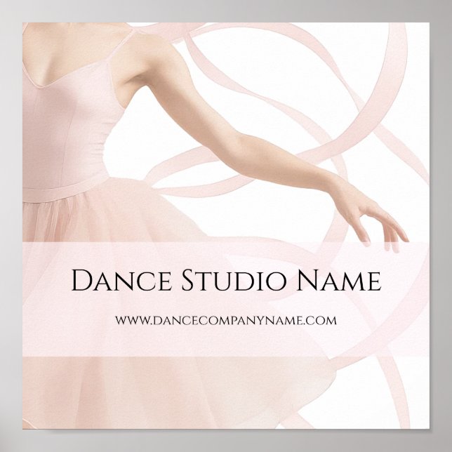 Poster Professeur de Studio de Danse Rose Tendre (Devant)