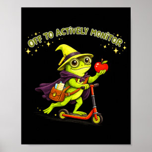 Poster Professeur grenouille drôle surveille activement l