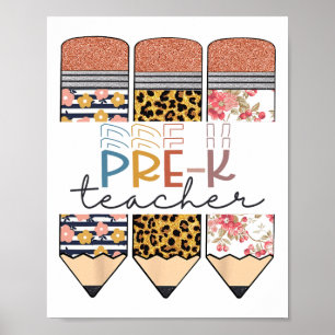Poster Professeur pré-maternelle Fun Léopard Crayon Heure