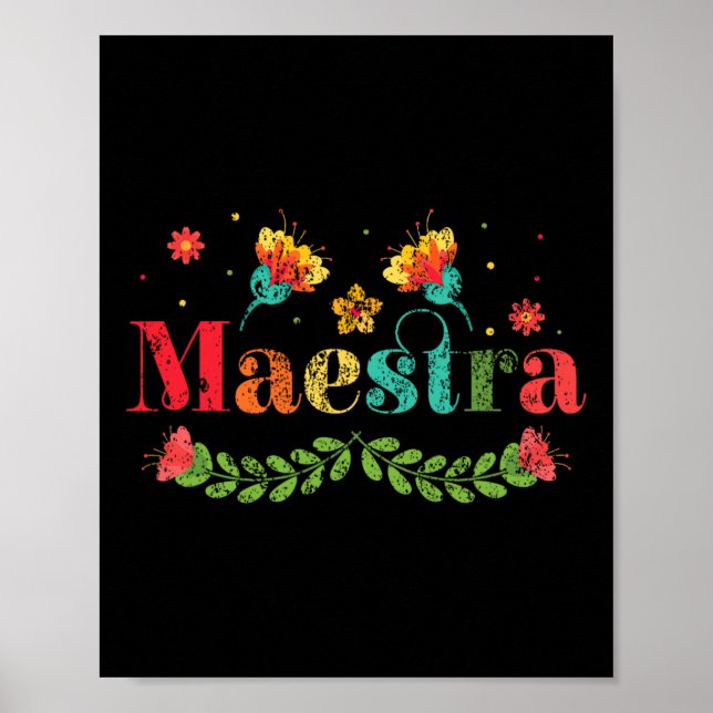 Poster Professeure d'espagnol multilingue bilingue thé (Devant)