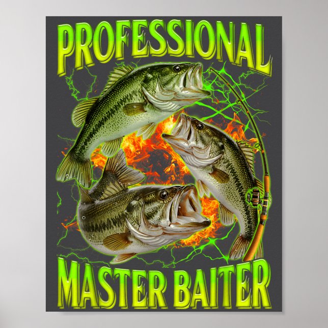 Poster Professional Master Baiter Funny Fishing Meme Boot (Devant)