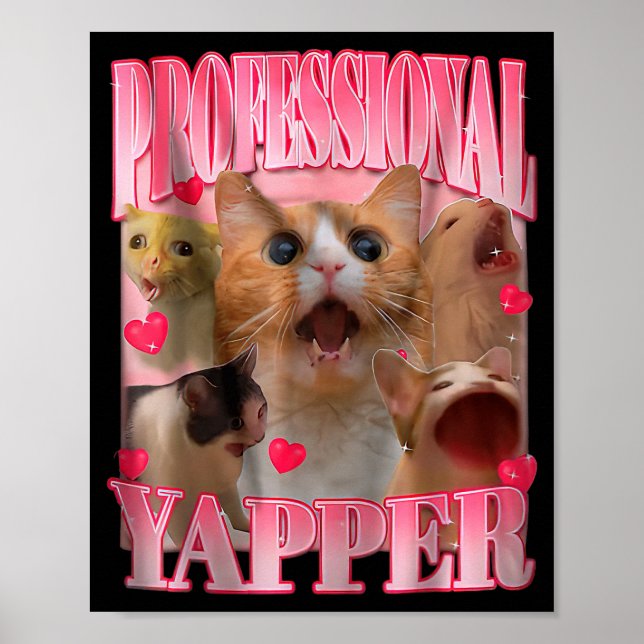 Poster Professional Yapper Cat Funny Oddly Specific Dank  (Devant)