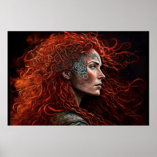 Poster Profil de femme irlandaise avec peinture faciale A