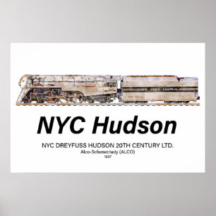 Poster Profil de la locomotive à vapeur NYC Dreyfuss Huds