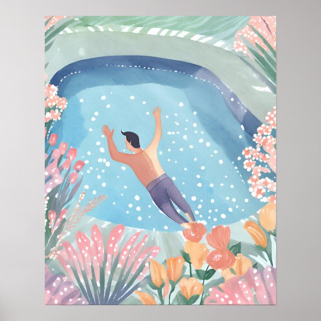 Poster Profiter de la piscine (Devant)