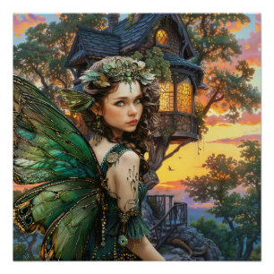 Poster Profiter Du Coucher De Soleil À L'Extérieur De Sa 