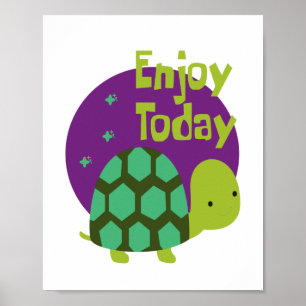 Poster Profitez de la vie Kawaii mignon et drôle tortue v