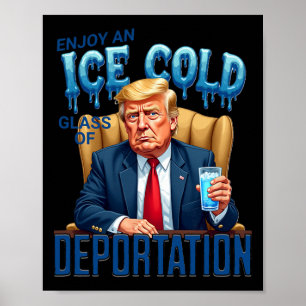 Poster Profitez d'un verre glacé de déportation Pro-immig