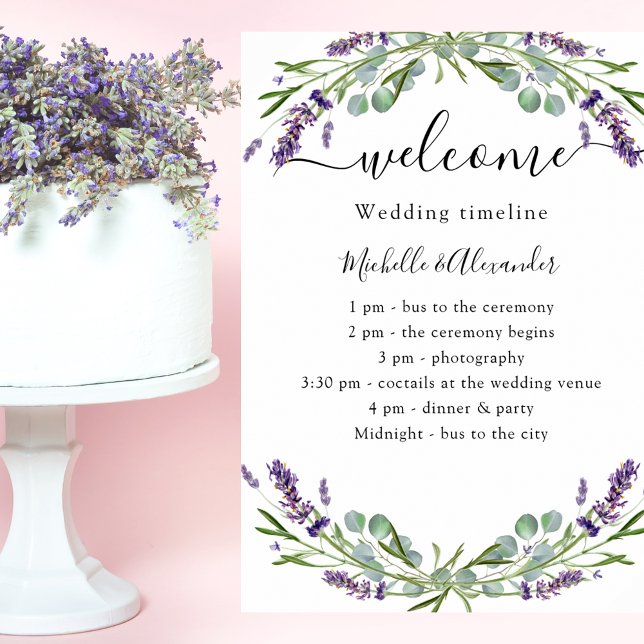 Poster programme chronologique mariage lavender eucalyptu (Créateur téléchargé)