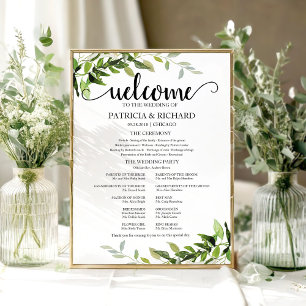 Poster Programme de cérémonie de mariage Elegant Greenery